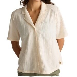 Quince Light Cream Short-Sleeve Button Down Shirt